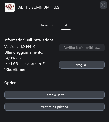 Pagina del gioco