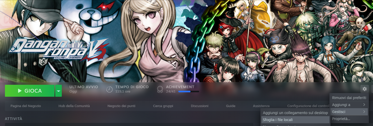 Pagina del gioco